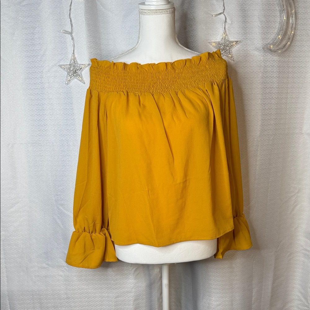 Chic Mustard Off-Shoulder Blouse